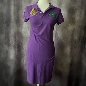 100% Cotton Ralph Lauren Sport Women's Small Polo Shirt Dress Purple